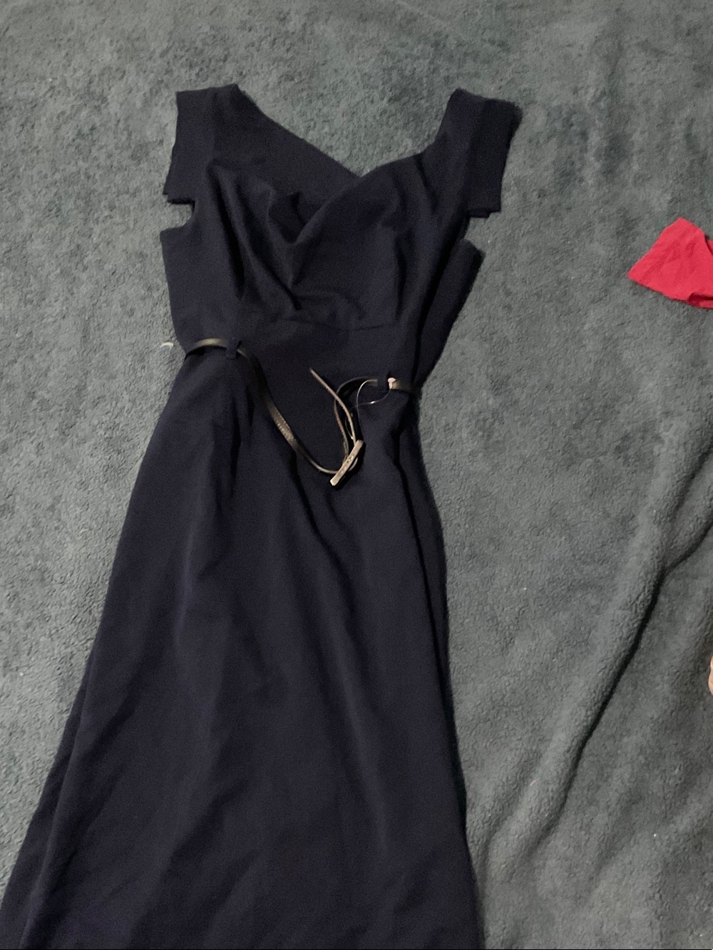 Black Halo Navy One-Shoulder Sheath Dress